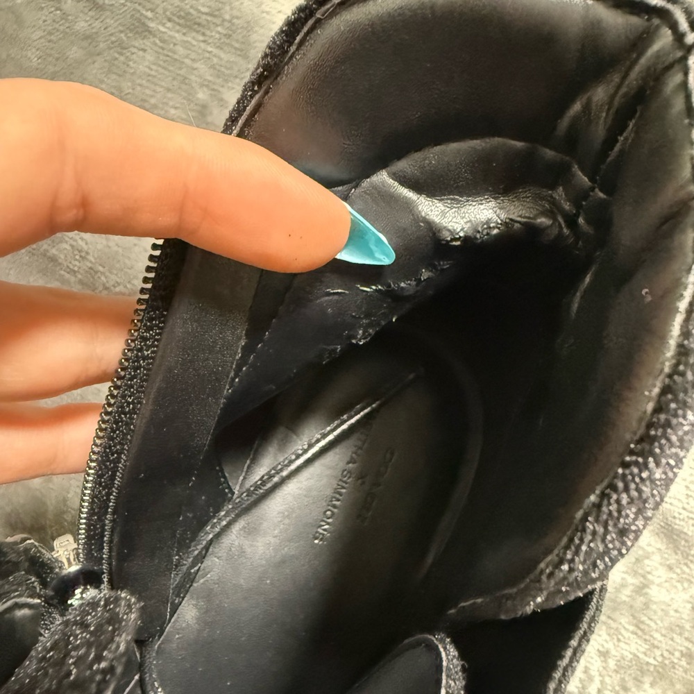Coach x Tabitha Simmons Black Velvet Platform Moto Boots Women’s 7B Rare Collab - Picture 7 of 10